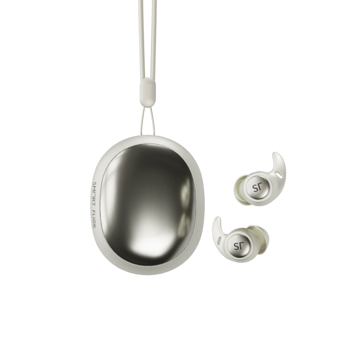 Onyx X1 Cream earbuds and portable case