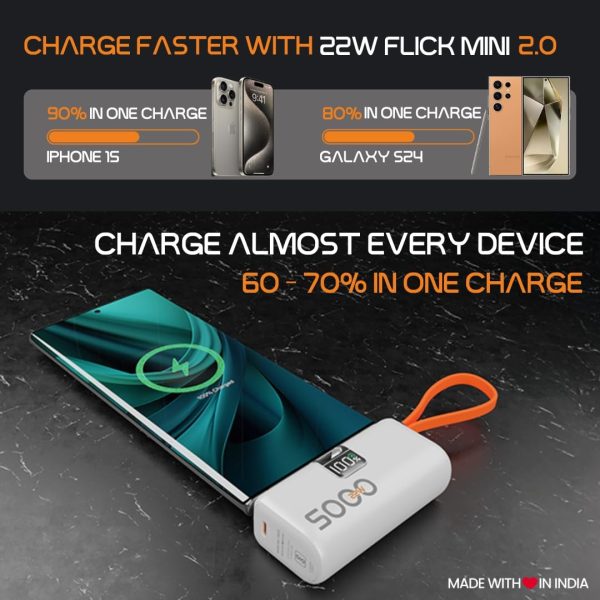 FlickMini 2.0 — India's Smallest 5000mAh 22W Power Bank - Smart Flick