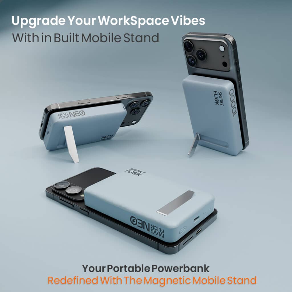 MagFlick Neo 10000mAh 15W Wireless Power Bank With Stand 22W PD wired Charging