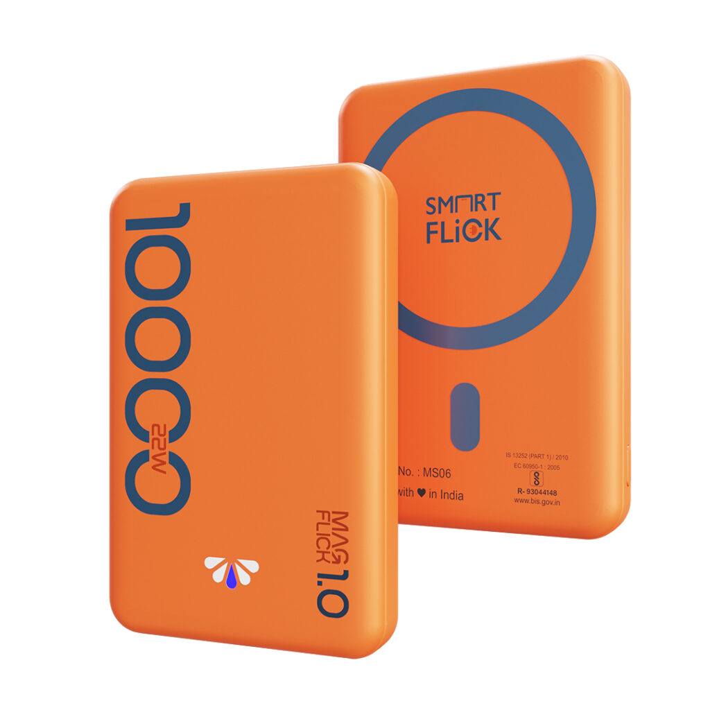 MagFlick 1.0, 10000mAh 15W Wireless Power Bank With Stand 22W PD wired Charging (White)