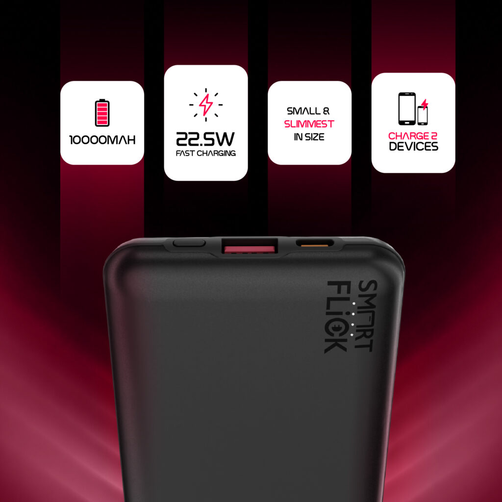 SmartFlick Nano 10 features: 10000mAh capacity, 22.5W fast charging and charging for two devices